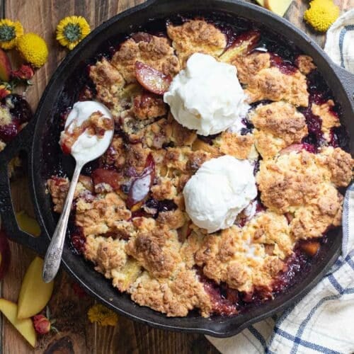 Lactose-Free Peach & Berry Cobbler