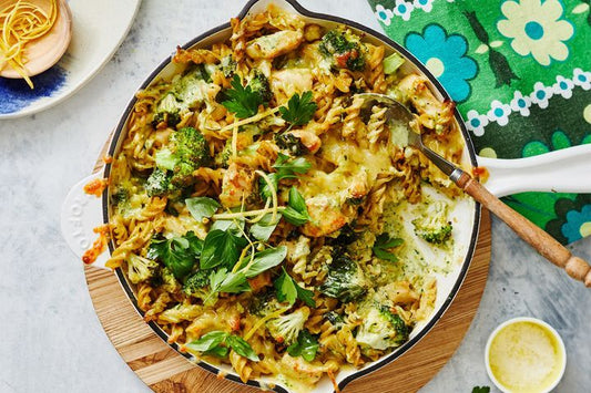 One-pan Lactose Free Creamy Pesto Pasta Bake