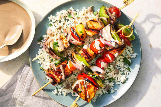 Lactose-Free Halloumi and Vegetable Skewers